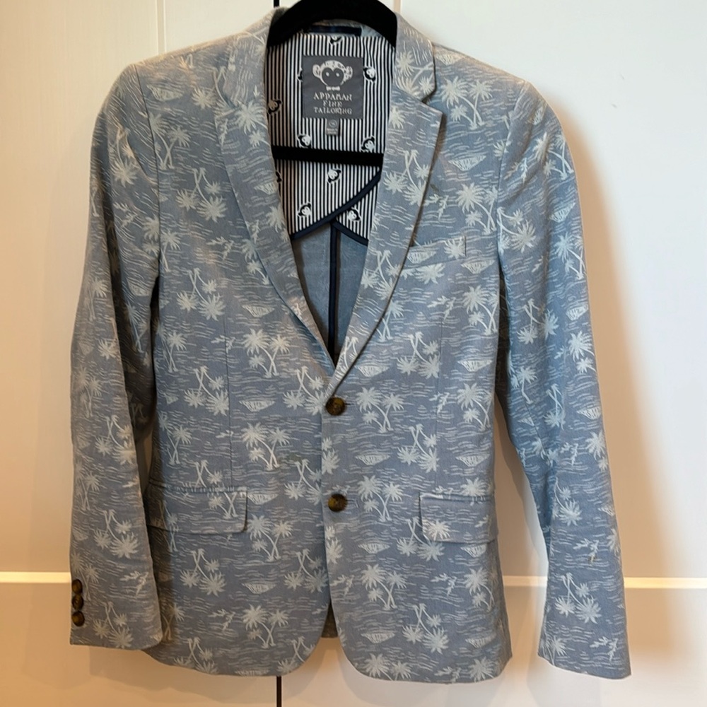 Appaman Light Blue Palm Print Blazer Jacket sz 14